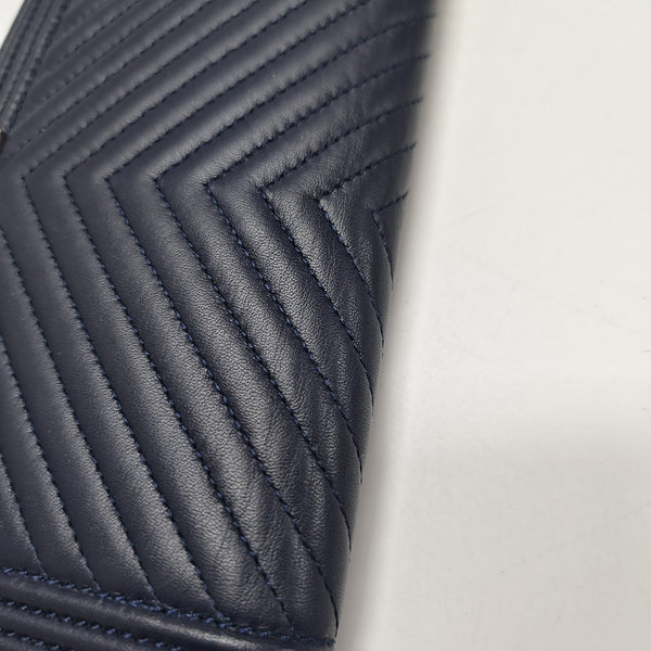 BOY CHANEL Mini Chevron Lambskin Blue