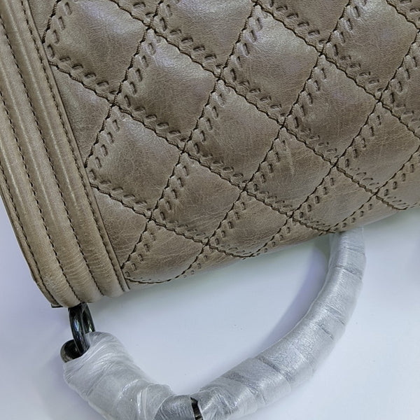 BOY CHANEL Medium Quilted Calfskin Beige