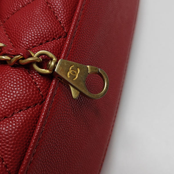 COCO HANDLE Small Quilted Grained Calfskin Red
