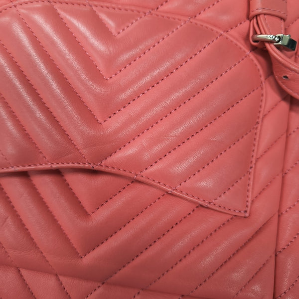 Chevron Calfskin Backpack Pink
