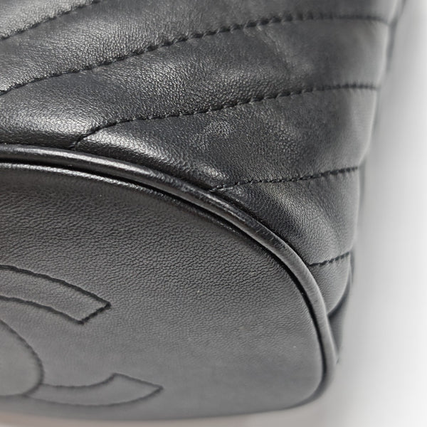 Quilted Calfskin Bucket Bag Black