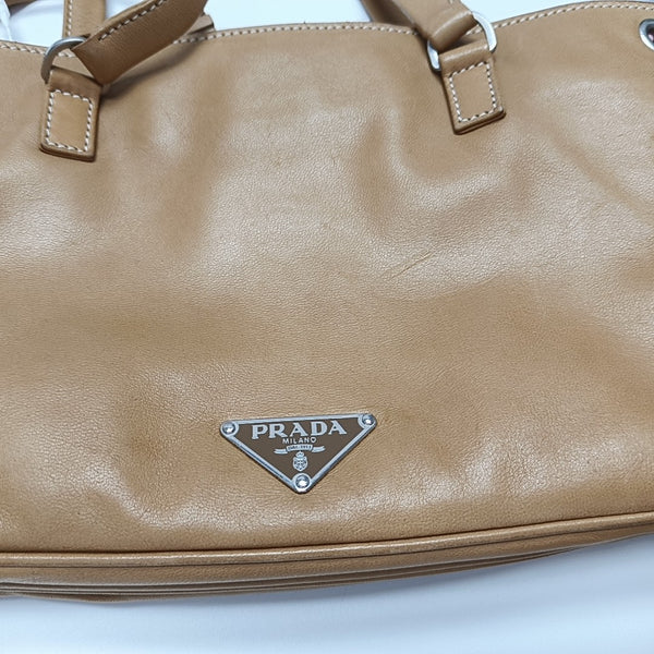 Lambskin Top Handle Bag Brown