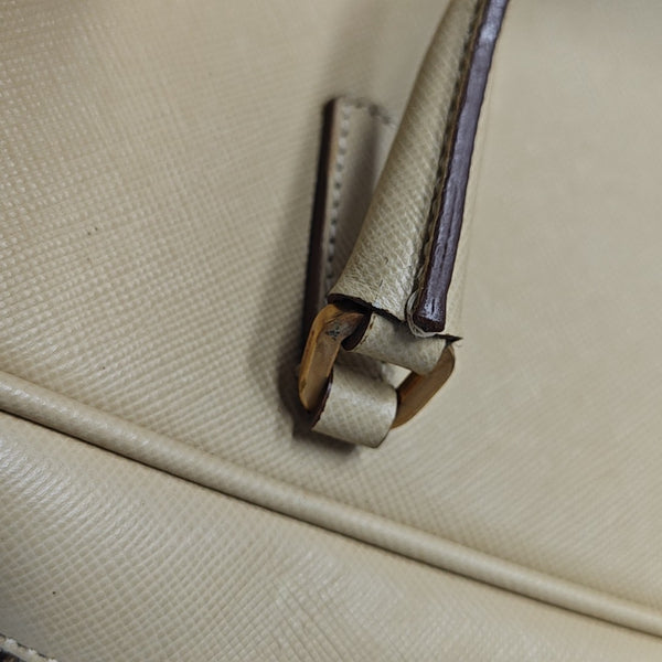 Leather Top Handle Bag Beige