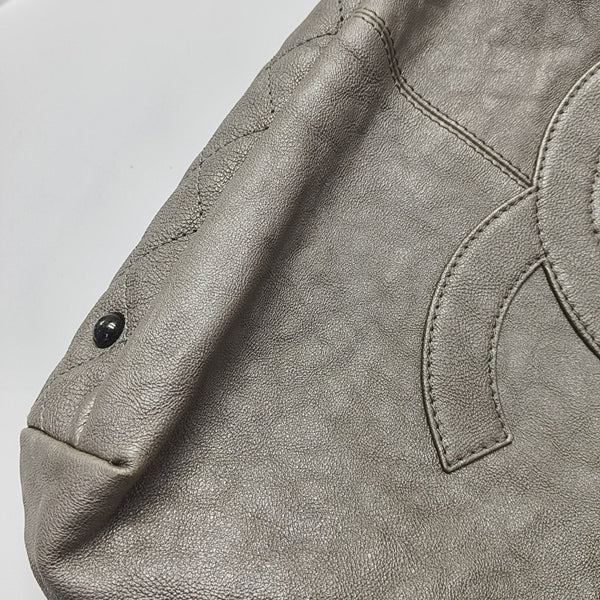 Quilted Calfskin Tote Bag Gray