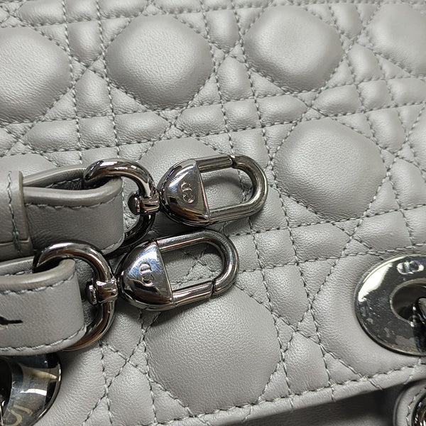 Lady Dior Small Cannage Lambskin Gray