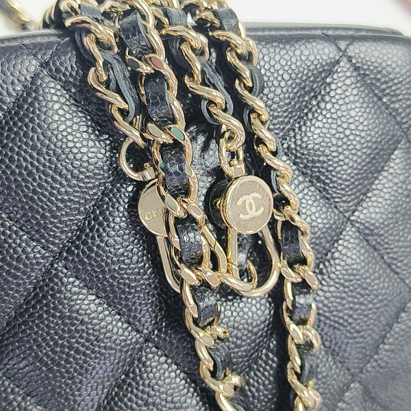 Quilted Grained Calfskin Backpack Mini Black