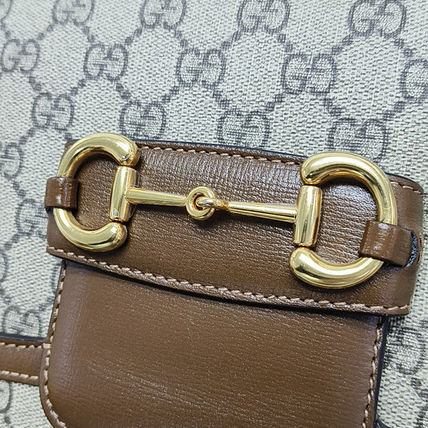 Horsebit 1955 Medium Monogram Coated Canvas Beige