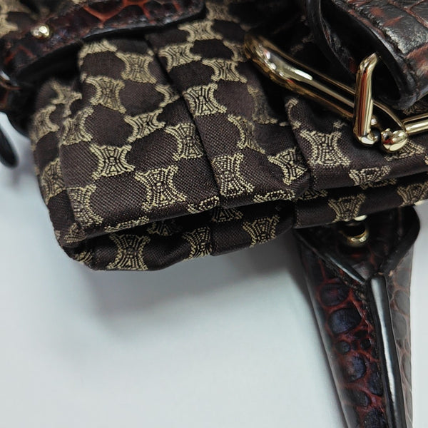 Fabric Top Handle Bag Brown