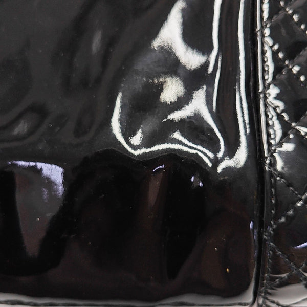 BOY CHANEL Large Quilted Patent Leather Black