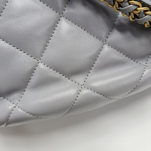 Quilted Lambskin Top Handle Bag Gray