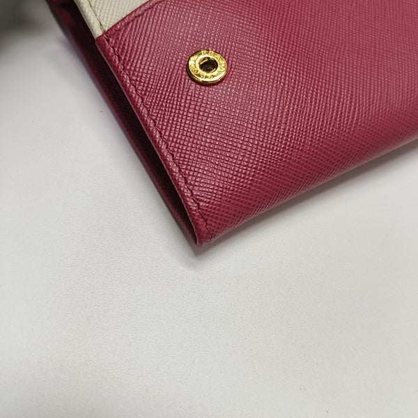 Fold Wallet Saffiano Calfskin Red Wallet