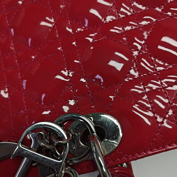 Lady Dior Large Cannage Patent Leather Red