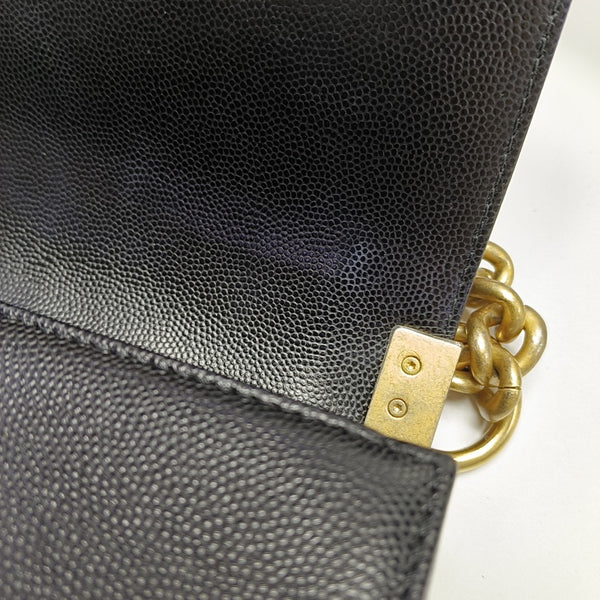 BOY CHANEL Small Quilted Grained Calfskin Black