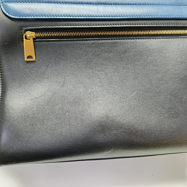 TRAPEZE Small Calfskin Blue