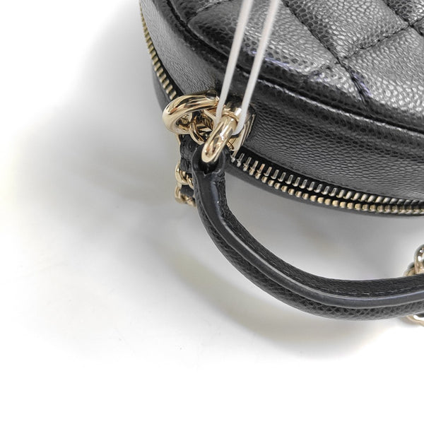 Quilted Grained Calfskin Backpack Mini Black