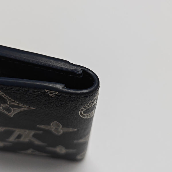 Monogram Calfskin Card Holder Blue