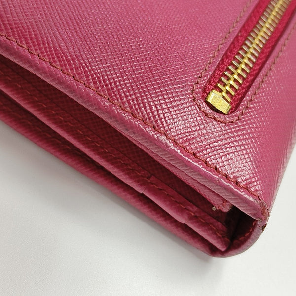 Fold Wallet Saffiano Calfskin Red Wallet