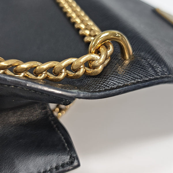 Saffiano Calfskin Shoulder Bag Black