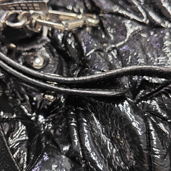 Quilted Patent Leather Tote Bag Black