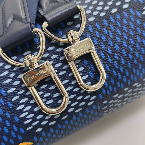 Coated Canvas Shoulder Bag PM Blue