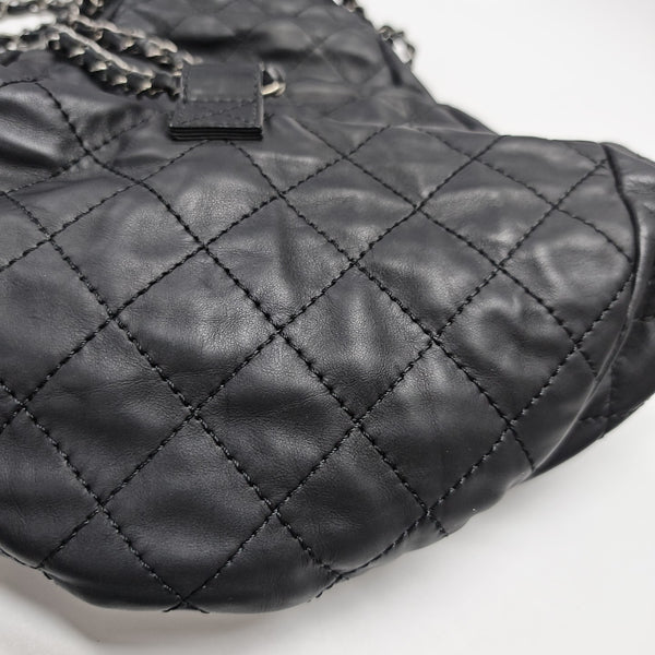 Quilted Calfskin Backpack Black