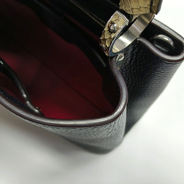 Authenticated pre-owned CAPUCINES BB Calfskin Black - Shoulder Bag at Looply