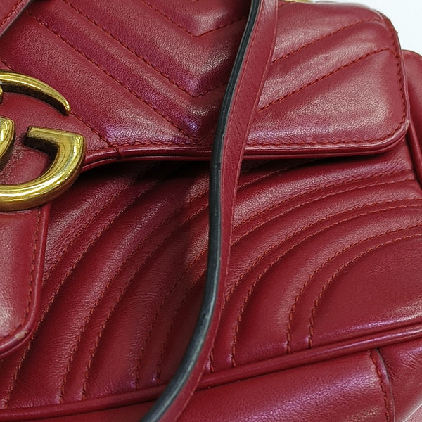 GG Marmont Medium Quilted Calfskin Red
