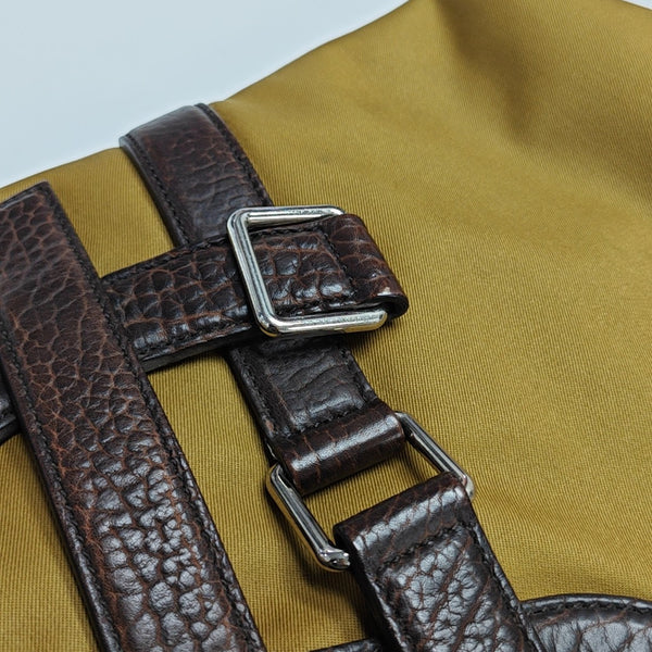 Fabric Top Handle Bag Brown
