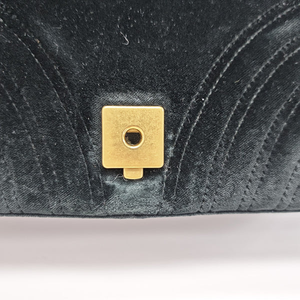 GG Marmont Medium Quilted Velvet Black