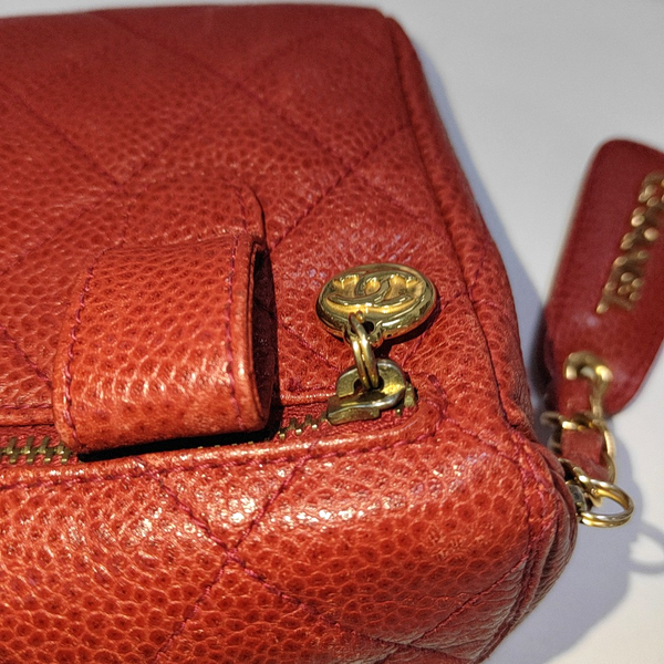 Quilted Grained Calfskin Red