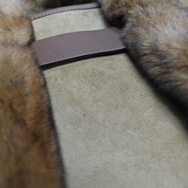 Suede Top Handle Bag Brown