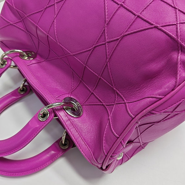Cannage Calfskin Shoulder Bag Pink