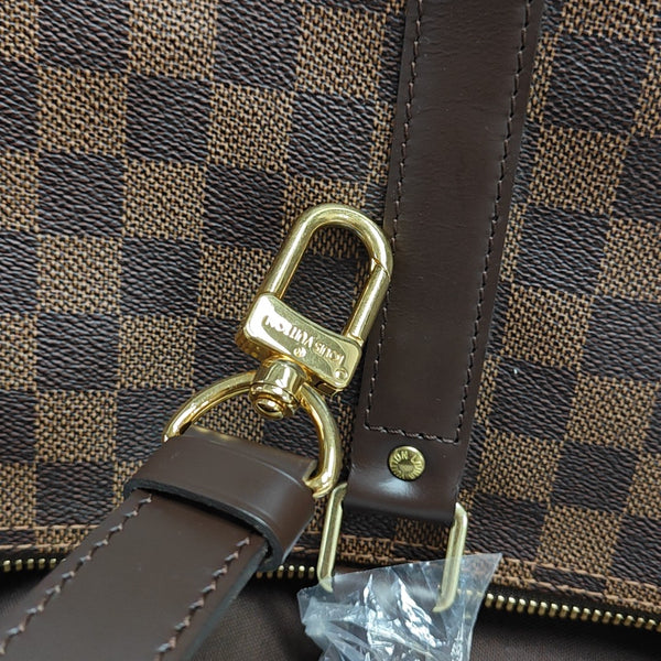 KEEPALL 45 Damier Ebene Coated Canvas Brown