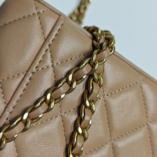 VANITY CASE Small Quilted Lambskin Brown