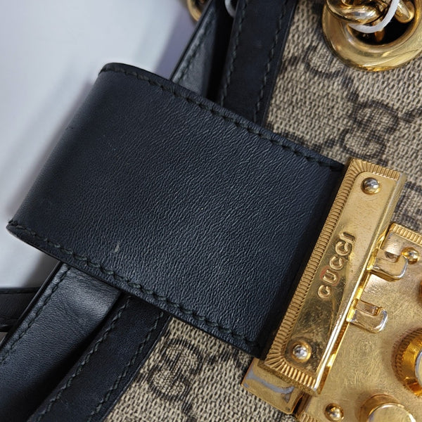 Padlock Small Monogram Coated Canvas Beige