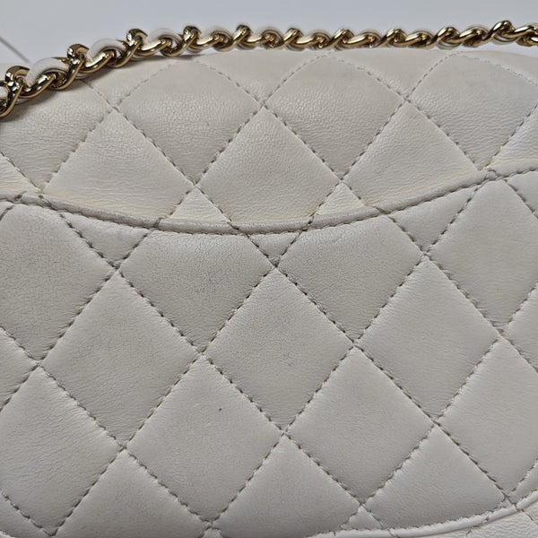 Quilted Lambskin Shoulder Bag White