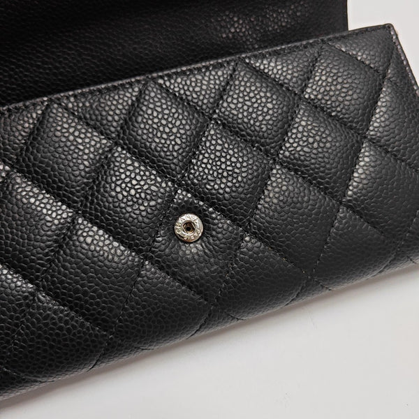 CLASSIC FLAP Mini Quilted Grained Calfskin Black Wallet