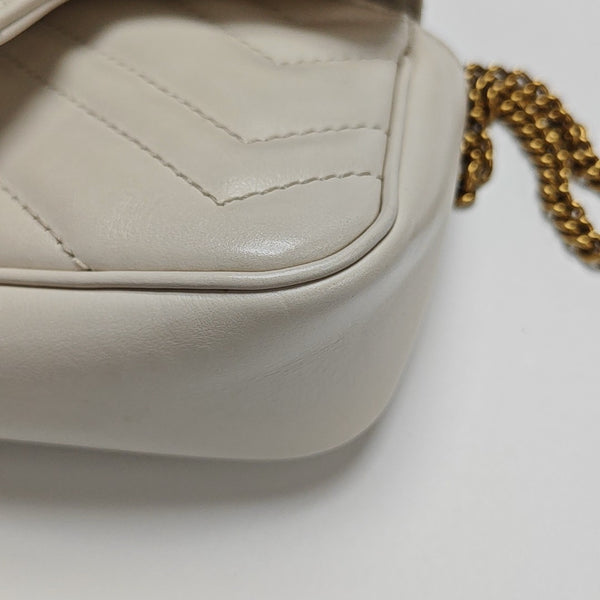 GG Marmont Mini Quilted Calfskin White