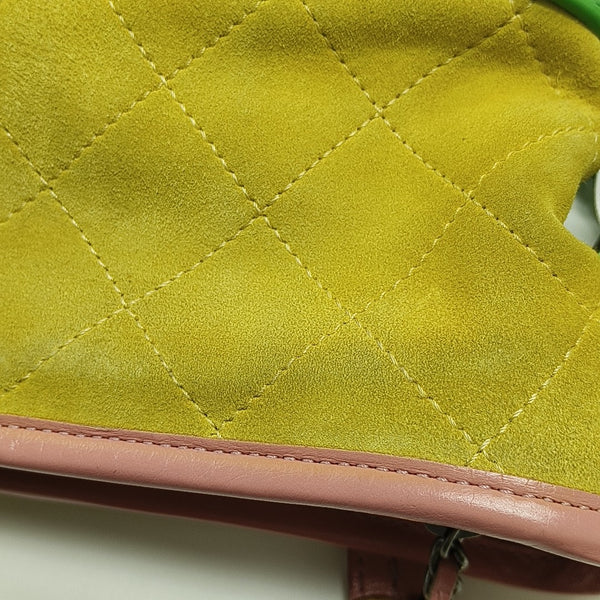 GABRIELLE Small Quilted Suede Yellow