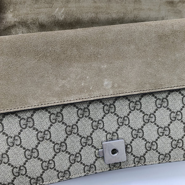 Dionysus Small Monogram Coated Canvas Beige