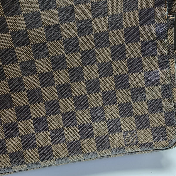 NAVIGLIO Damier Ebene Coated Canvas Brown