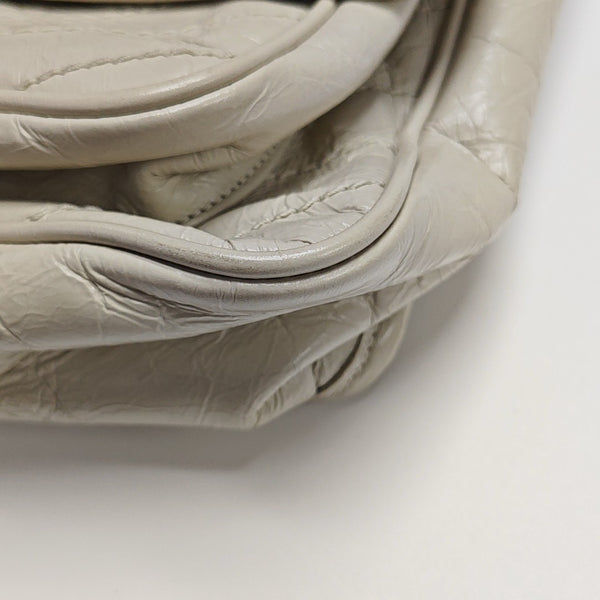 NIKI Medium Chevron Calfskin White