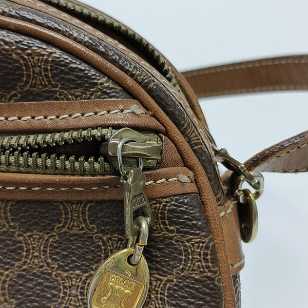 Coated Canvas Shoulder Bag Brown