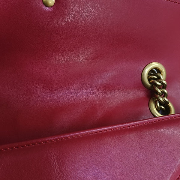 GG Marmont Medium Quilted Calfskin Red