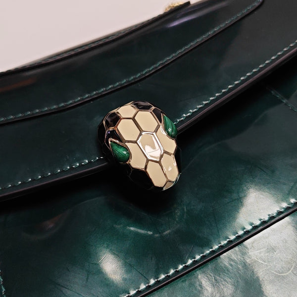 SERPENTI FOREVER Quilted Patent Leather Green