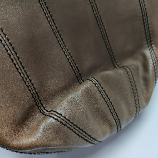 Lambskin Top Handle Bag Brown