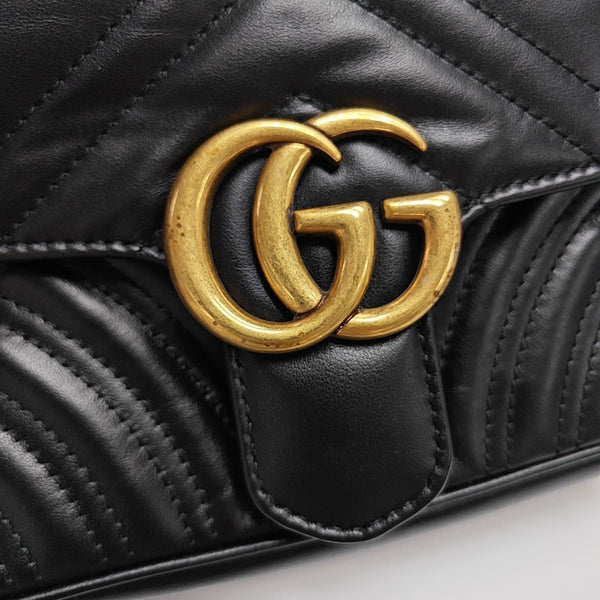 GG Marmont Small Quilted Calfskin Black