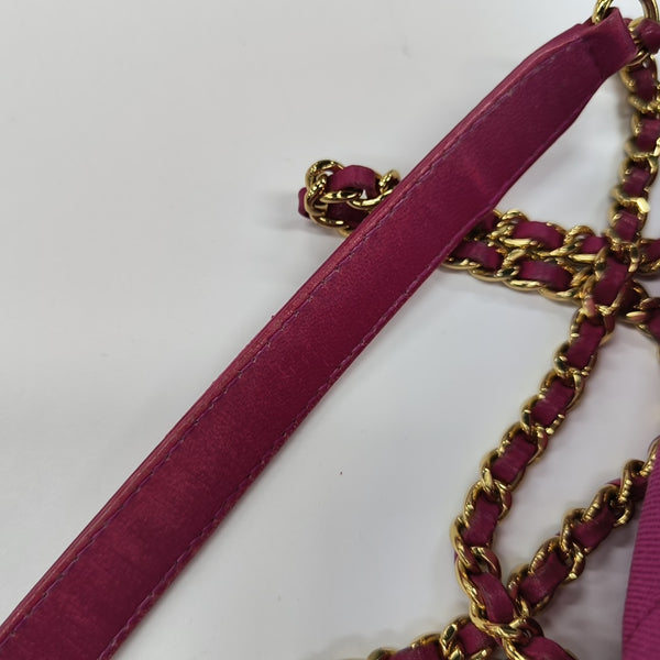 Quilted Fabric Shoulder Bag Pink