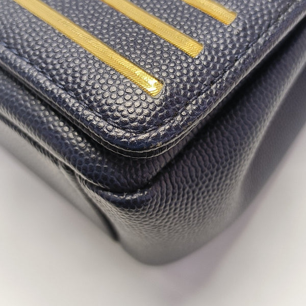 Grained Calfskin Shoulder Bag Blue