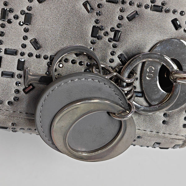 Lady Dior Mini Cannage Silk Satin Gray